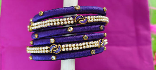Silk Thread Violet Bangles